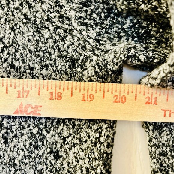 L.L Bean Open Front L Cardigan Wool Blend Knitted Black & White Duster Boho Boxy - Picture 6 of 9